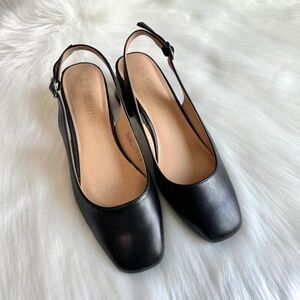 Dream Pairs Black Heels Slingback Low Square Toe Pumps Size 6.5